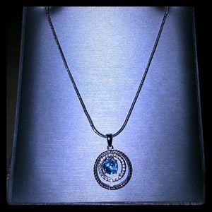 NEW! ZALES "FLOATING LOVE" BLUE TOPAZ NECKLACE